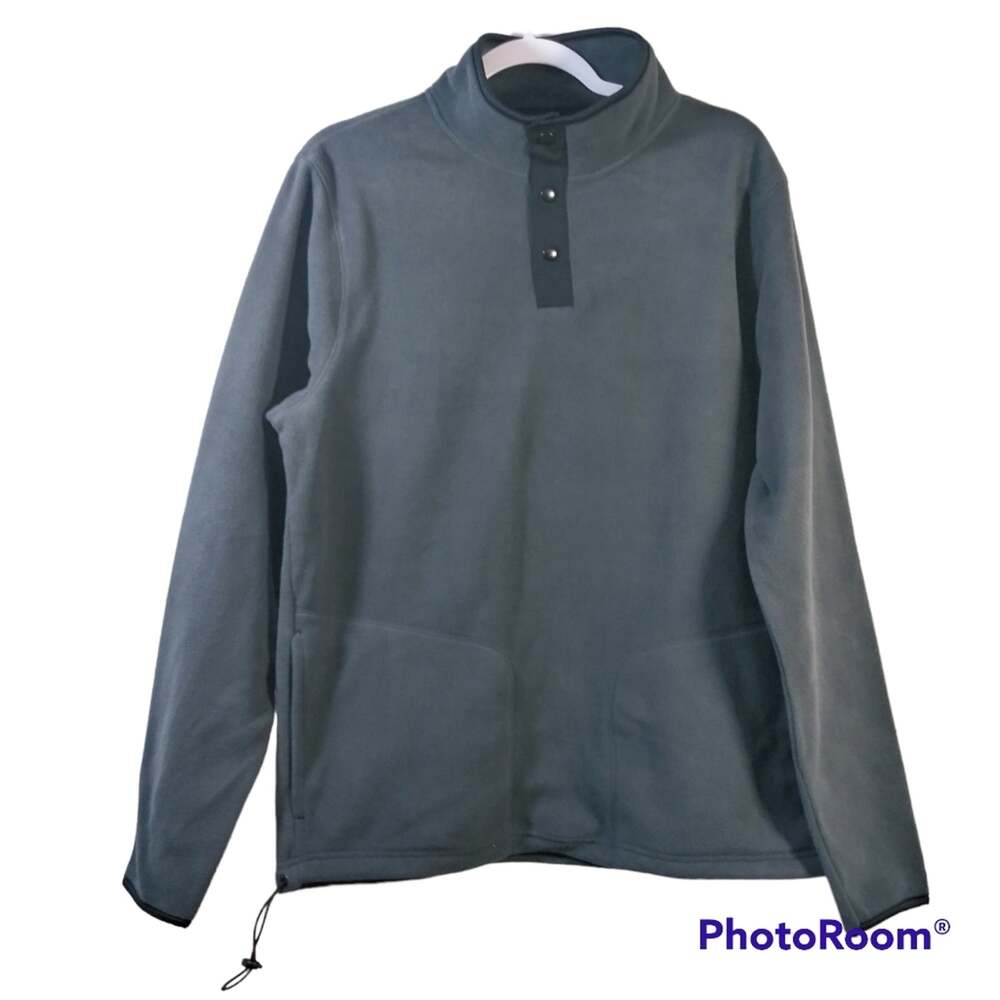 Old Navy Mens Gray Micro Fleece 1/4 Button Pullover Size L